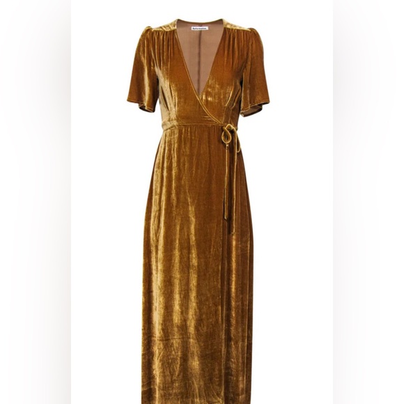Reformation Dresses & Skirts - The Reformation Gold Wrap Velvet Dress